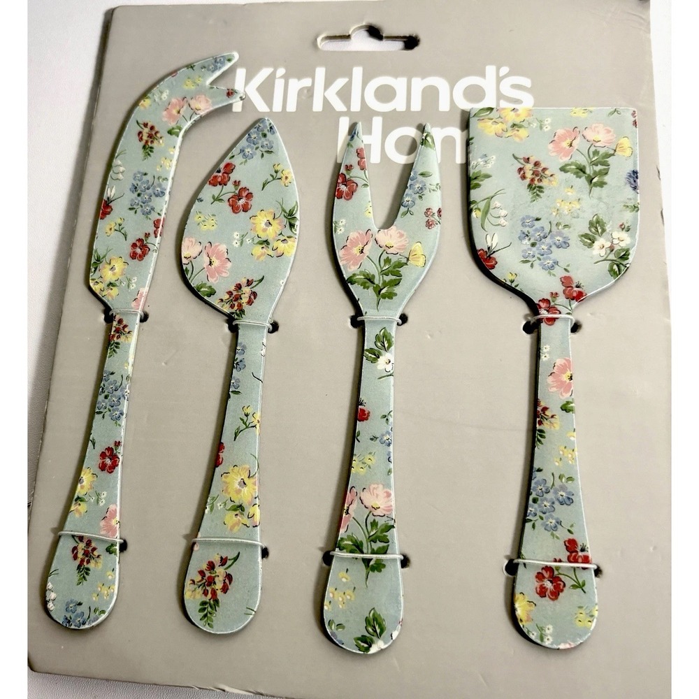 Kirkland's Home Floral 4-Piece Cheese Knife & Serving Set Shabby Chic NIB New